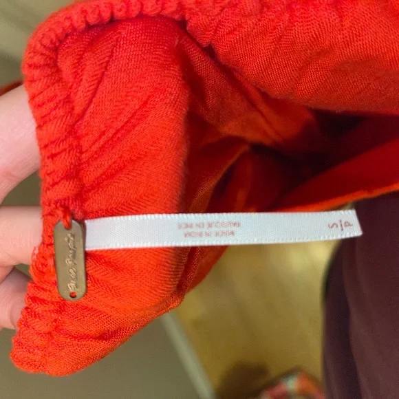 Free people orange long sleeve embroidered dress - Picture 4 of 4